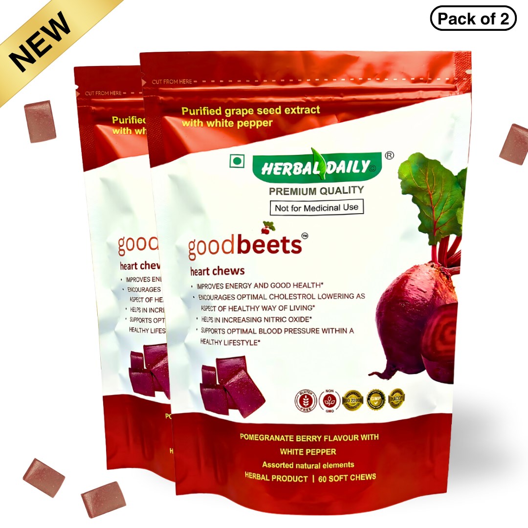 Goodbeets Heart Chews | Increase Nitric Oxide Levels | Supports Healthy Blood Pressure | Grape Seed Extract And Beet Powder | White Pepper (pack Of 2)
