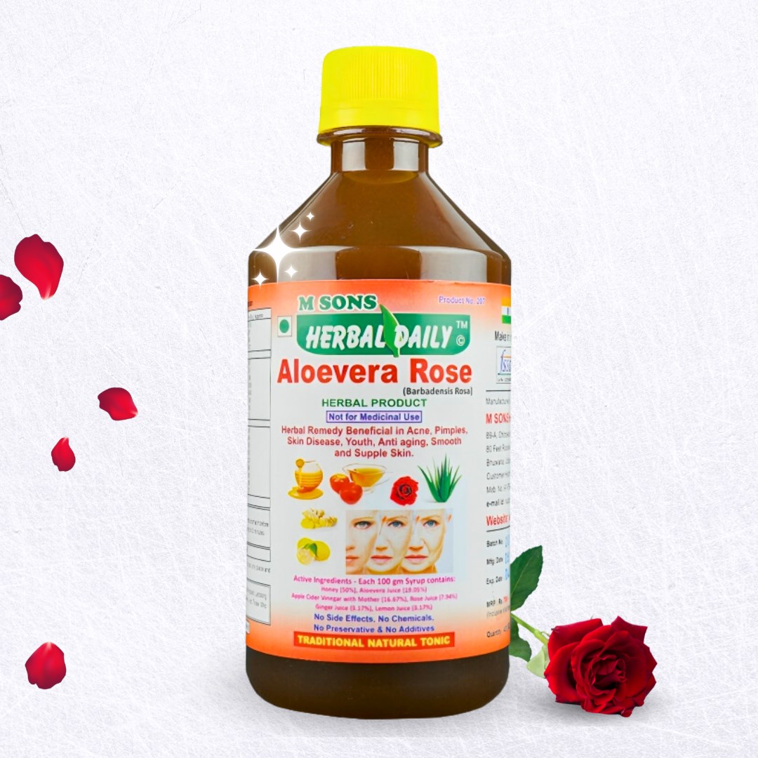 Herbal Daily Aloe Vera Rose | Rejuvenates Skin And Hair | Natural Juice For Skin Care | No Added Sugar