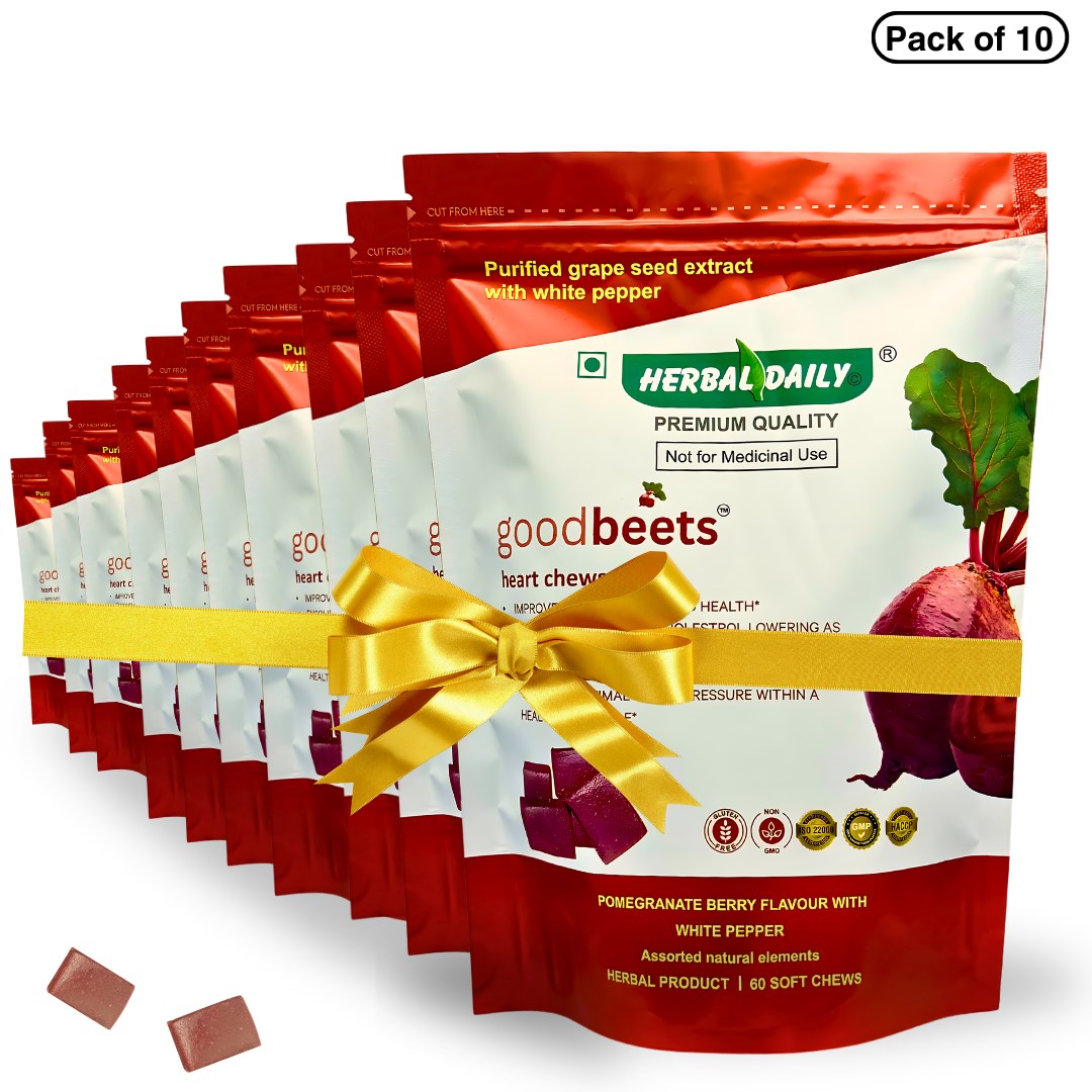 Goodbeets Heart Chews | Increase Nitric Oxide Levels | Supports Healthy Blood Pressure | Grape Seed Extract And Beet Powder | White Pepper (pack Of 10)