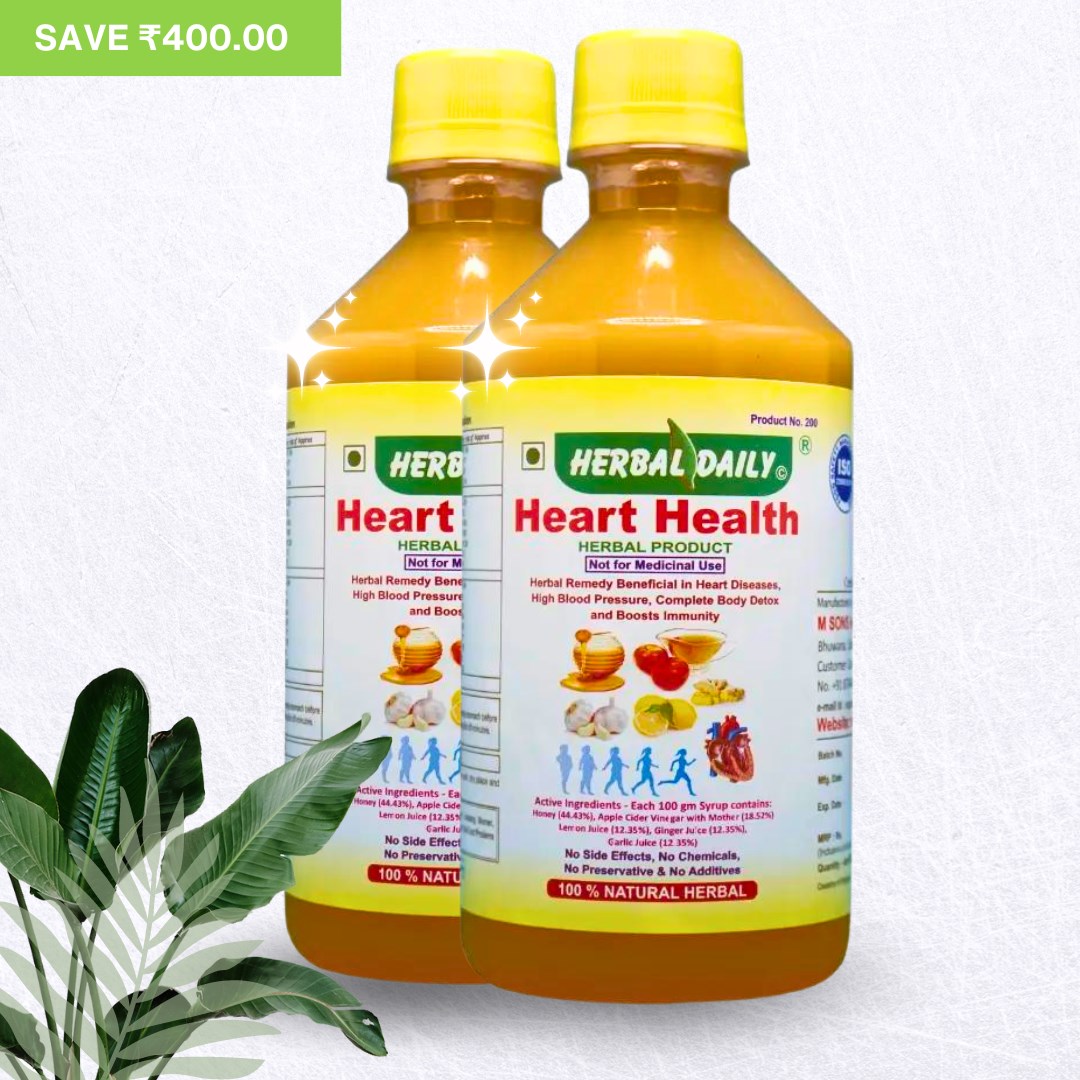 Heart Health | Manages Cholesterol Level | Heart Care And Immunity Support | Garlic, Ginger, Lemon, Honey, Apple Cider Vinegar | 400ml * 2 Bottles