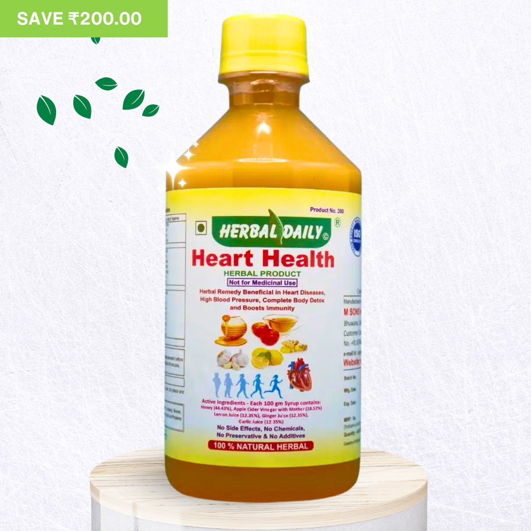 Herbal Daily Heart Health | Manages Cholesterol Level | Heart Care And Immunity Support | Garlic, Ginger, Lemon, Honey, Acv | 400ml 1 Bottle
